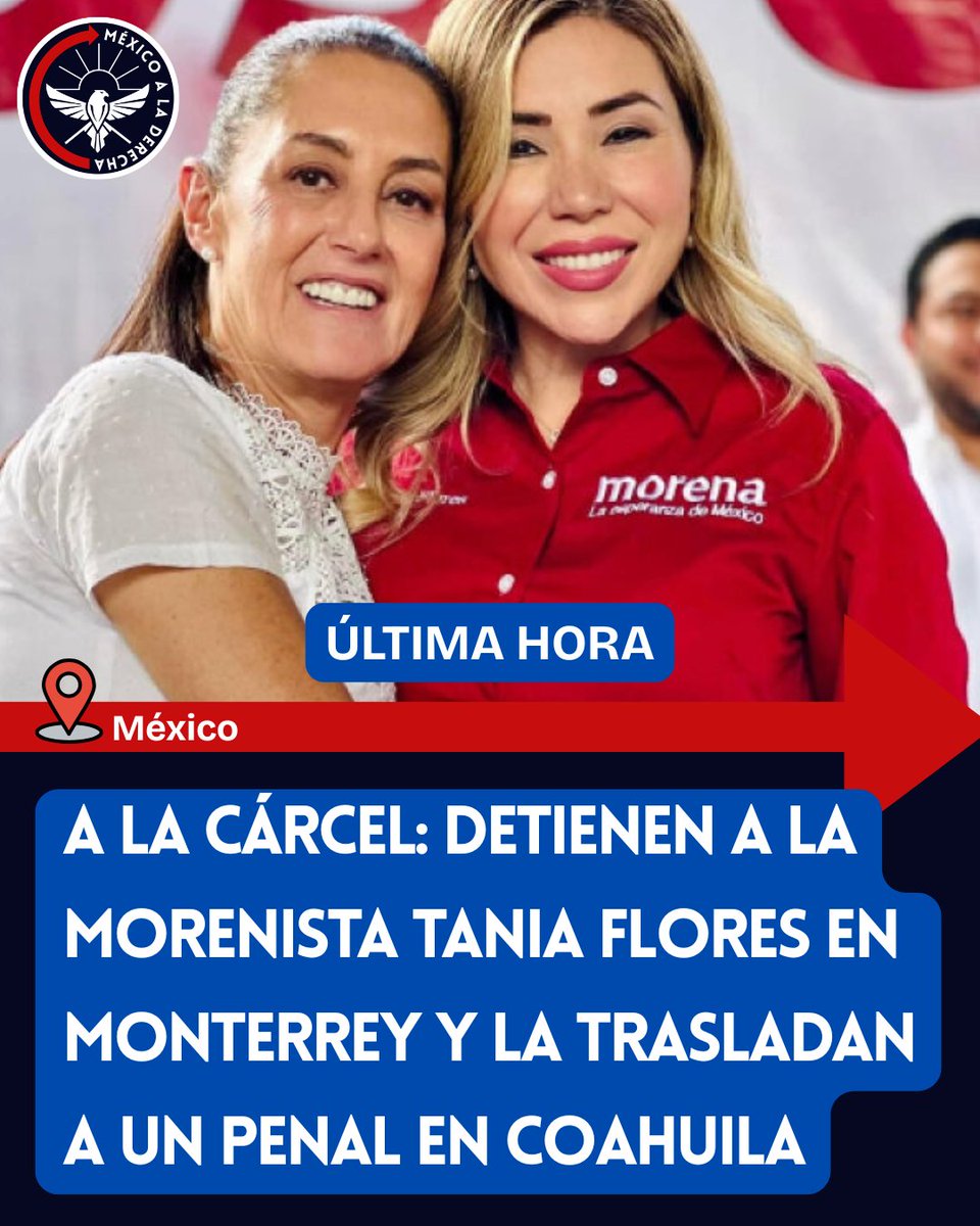 MexicoalDerecha's tweet photo. 🚨🚨🚨A LA CÁRCEL: DETIENEN A LA MORENISTA TANIA FLORES EN MONTERREY Y LA TRASLADAN A UN PENAL EN COAHUILA
👇👇👇

#ÚLTIMAHORA

La exalcaldesa morenista Tania Flores fue detenida en Nuevo León y será trasladada a la prisión del CERESO en Coahuila.

La desgraciada contaba con órdenes de aprehensión, que había logrado evitar por amparos.

Ya no más!