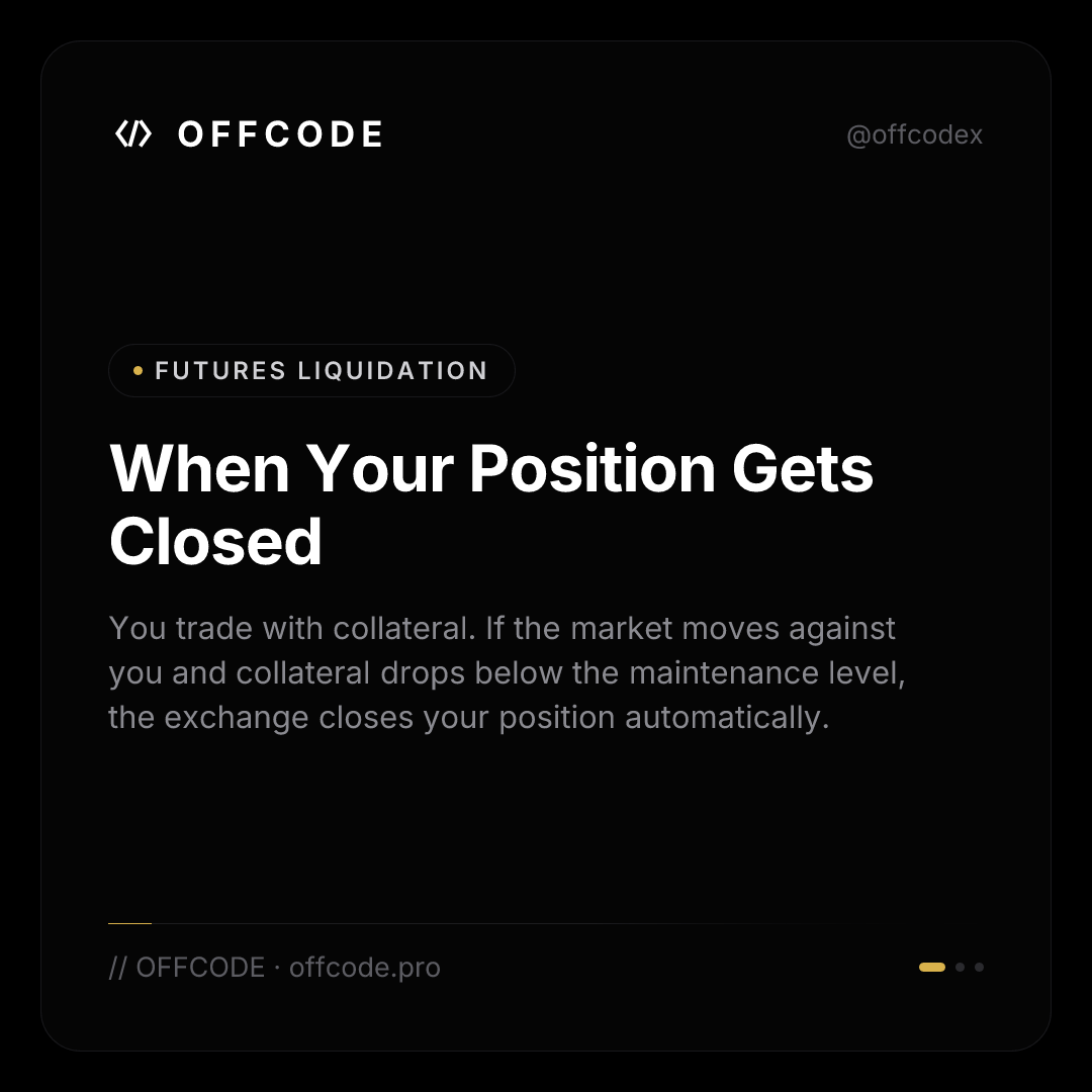 OFFCODEX's tweet photo. Liquidation in futures isn't a gotcha—it's the market's emergency brake. Here's how it works. https://t.co/EHTATsJ8vi
