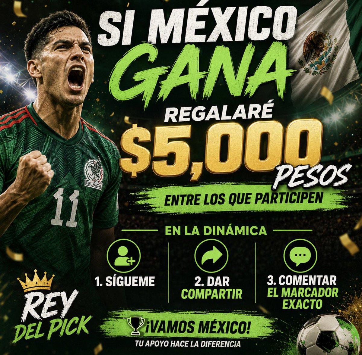 ReyDel_Pick's tweet photo. Y Si Si???🇲🇽 

Hoy juega México y si gana regalaré $5,000 pesos entre los que participen en este post. 

MÍNIMO 200 INTERACCIONES!!! https://t.co/5bWsQUQdyc