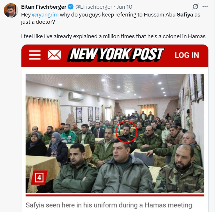 ZalmiU's tweet photo. @FranceskAlbs Have respect by addressing #Safiya by his proper rank - Colonel in #Hamas https://t.co/WuCPgxid1m