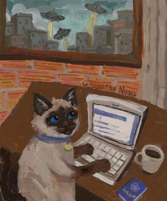 guilhernunes_'s tweet photo. cat sending resumes while an alien invasion is happening outside https://t.co/o2CoxkLItT