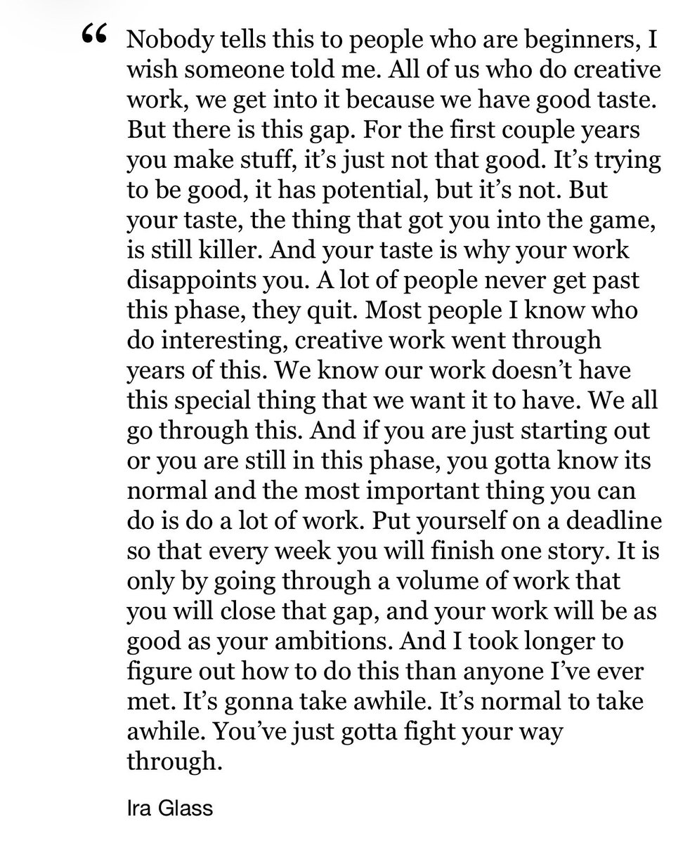 gidchu's tweet photo. thank you for sharing, Jason. please make more essay monologues!

this sparked some thoughts and I spent a good hour making entries in my notes: taste is having its zeitgeist moment; so much emphasis has been placed on taste recently that people forget it’s less a predictor of success than a signal of value (ask Zuck/Gates, then ask Jobs!). some of the most valuable companies within the last several decades have been demonstrably subpar in taste and style.

it was always possible to brute-force success by providing the bare minimum, because the bottleneck was not taste but simply working. the concept of taste was a superficial novelty. i imagine it’s why apple made a cult-like distinction by imposing a superior emphasis on this intangible asset that execs and industry leaders at the time (re: Ballmer, most notably) sneered at.

why take the time to craft 10 tasteful products if you could ship 100 subpar ones for much less effort than that? this approach assumed, after all, people didn’t care. it was a misread. it wasn’t so much that people didn’t care as it was simply a constraint born of a lack of alternatives. wasn’t a surprise when apple showed up and stole the smartphone and notebook market from under everyone.

there will always be a premium on taste.

taste is deceptively tied to ability, not so much the other way, interestingly (although that’s a different conversation).

one way to build it is through obsessive exposure to the surfaces where expressions of it live. unironically, this drives you to acquire ability as part of your toolkit, to validate your taste profile by exploring your interpretations of what you’ve “tasted,” running experiments, and critiquing them.

but then again, it begs the question: how much of the working definition of taste reduces to pattern recognition?

heck, maybe that’s the point. pattern recognition at that density isn’t cheap, it takes obsessive exposure over time to build, which is why it’s even more of a big deal now, which is what makes it scarce, which is why it’s only going to get even more valuable.

if we assume everyone can access the same surfaces now, it therefore follows to assume that fewer would put in the reps to actually see the differences that matter. the exposure is abundant; the discernment isn’t.

historically, scarcity has (and will) always be a feature of value; doesn’t matter how much abundance tries to replace scarcity, the bottleneck simply moves upstream, or further out.

maybe i'll try to distill my thoughts even further into an essay sometime.