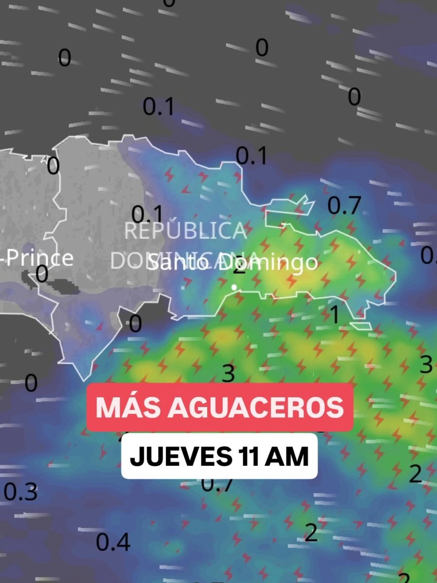 JeanSuriel's tweet photo. ⚠️⚠️Para el jueves se espera un aumento de los aguaceros con ráfagas de viento, descargas eléctricas y posibles inundaciones debido a la influencia directa de la onda tropical.

🔴Y para el viernes se alejará la onda y se acercará la nube sahariana número 9, que podría establecerse en República Dominicana durante cuatro días.

⚠️¿Cómo han sentido el polvo sahariano este año?

📌2:15 PM | 5.7.2026

✅️ https://t.co/WlQFg16F0S 
➡️ @AgendaClimatica 
▶️ https://t.co/OBEFwktdiu