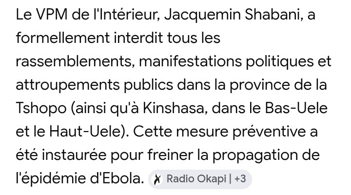 GratiusWandja's tweet photo. #Kisangani : Le virus Ebola a adhéré à l'UDPS ou il suit simplement le court d'actualité @shabani_luko. 
Selon eux : si l'opposition manifeste, le virus se propage, mais i le pros regime font un "sold out" pour dire OUI à la Constitution, le virus disparaît ?
@WHO @opsoms #Ebola https://t.co/NjMJzzr5cj
