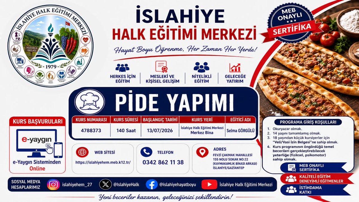 IslahiyeHalk's tweet photo. Kurs başvurularımız devam etmektedir. https://t.co/SITvHCnI1C