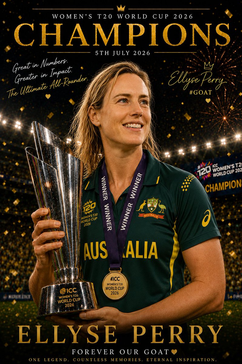 thekangana's tweet photo. Congratulations to Australia and to the GOAT of women's cricket.. Ellyse Perry for yet another trophy. You totally deserve this legend 🏆🐐💖
#T20WorldCup #EllysePerry #EllysePerry🐐#AUSvsENG https://t.co/UWnvS3sO73