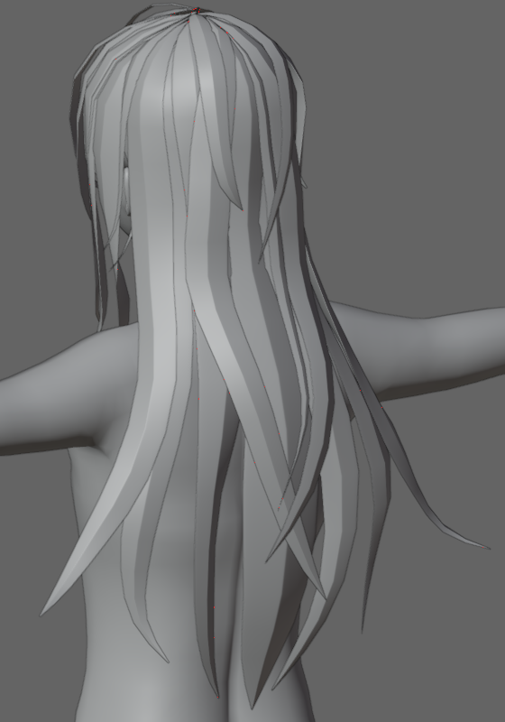 amano_3D's tweet photo. 髪制作進捗　ほんと苦手ー！内側に髪足して多少曲線滑らかに調整したらおわりにしようかな　1体完成が先　 #b3d #blender初心者 #VRCアバター制作中 https://t.co/us8vyF7tvC