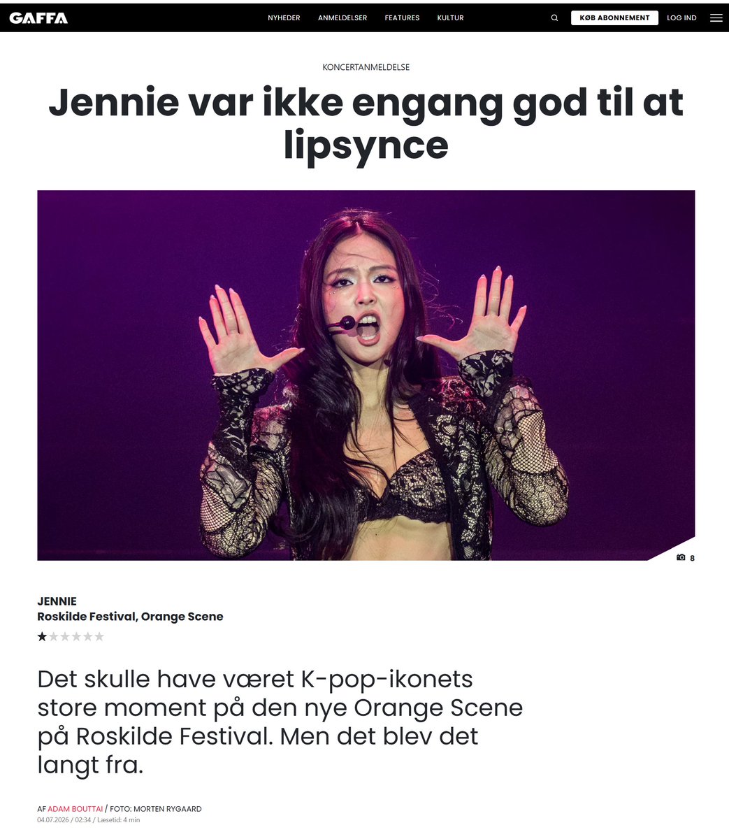 MinnieMimi_7's tweet photo. @ivypopx Danish media is slamming her untalented ass too for her atrocious Roskilde performance 😂

"Jennie wasn't even good at lipsyncing" and "she appeared exhausted, confused and lazy". https://t.co/FmjuIesGyk