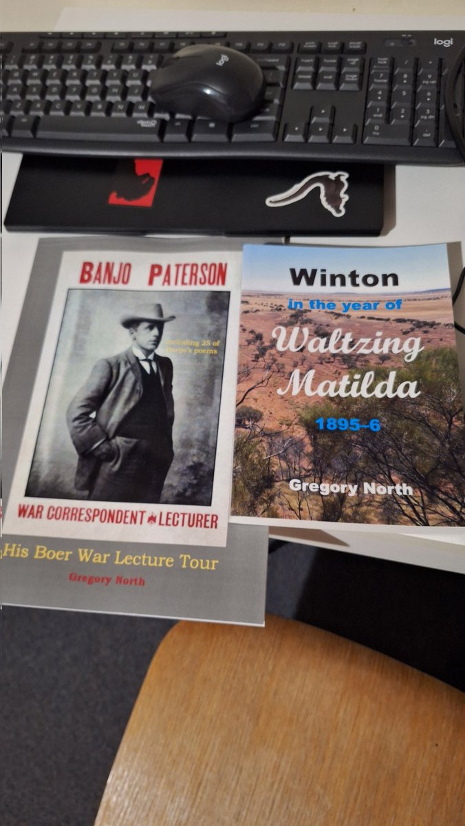 TangaroaG33K's tweet photo. Listening to a bush poet in Winton and he seems somewhat knowledgeable on Banjo Patterson. Gave a talk about Banjo and Winton today at the North Gregory Hotel. Books were signed of course. #banjopatterson #books #signedbooks #waltzingmatilda #Winton #Queensland https://t.co/5hdmgKozTp