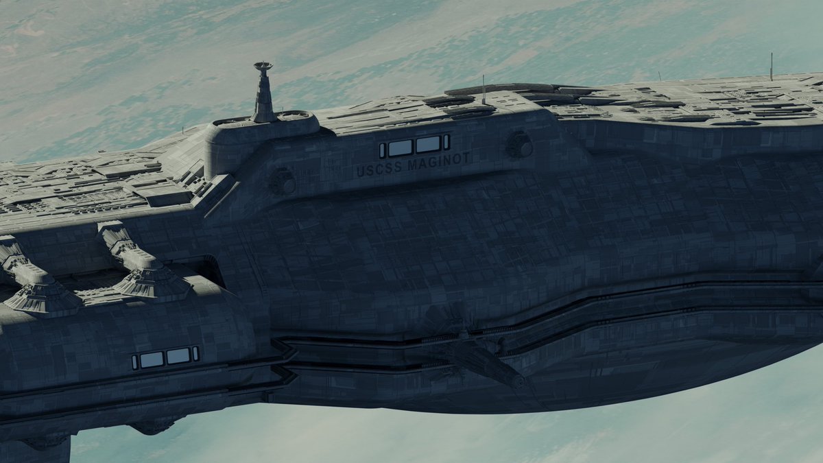PaulC04's tweet photo. Early 3D design of the Maginot ship from Alien tv séries, before Luis Guggenberger took it to final! It was fun to put my hand again on Alien Universe, love the final result! https://t.co/z5x7l8f4hn