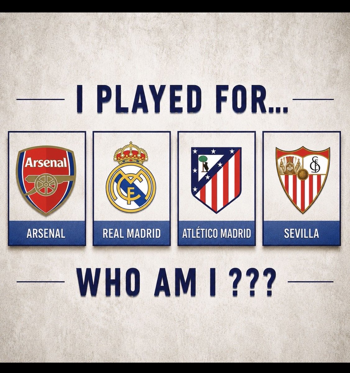 SeraEnergy2k's tweet photo. Guess the only player to have played for ARSENAL, Real Madrid, Atletico Madrid, and Sevilla. 🧩 

Level: IMPOSSIBLE 🔥 https://t.co/z5Xgx7Gmw0