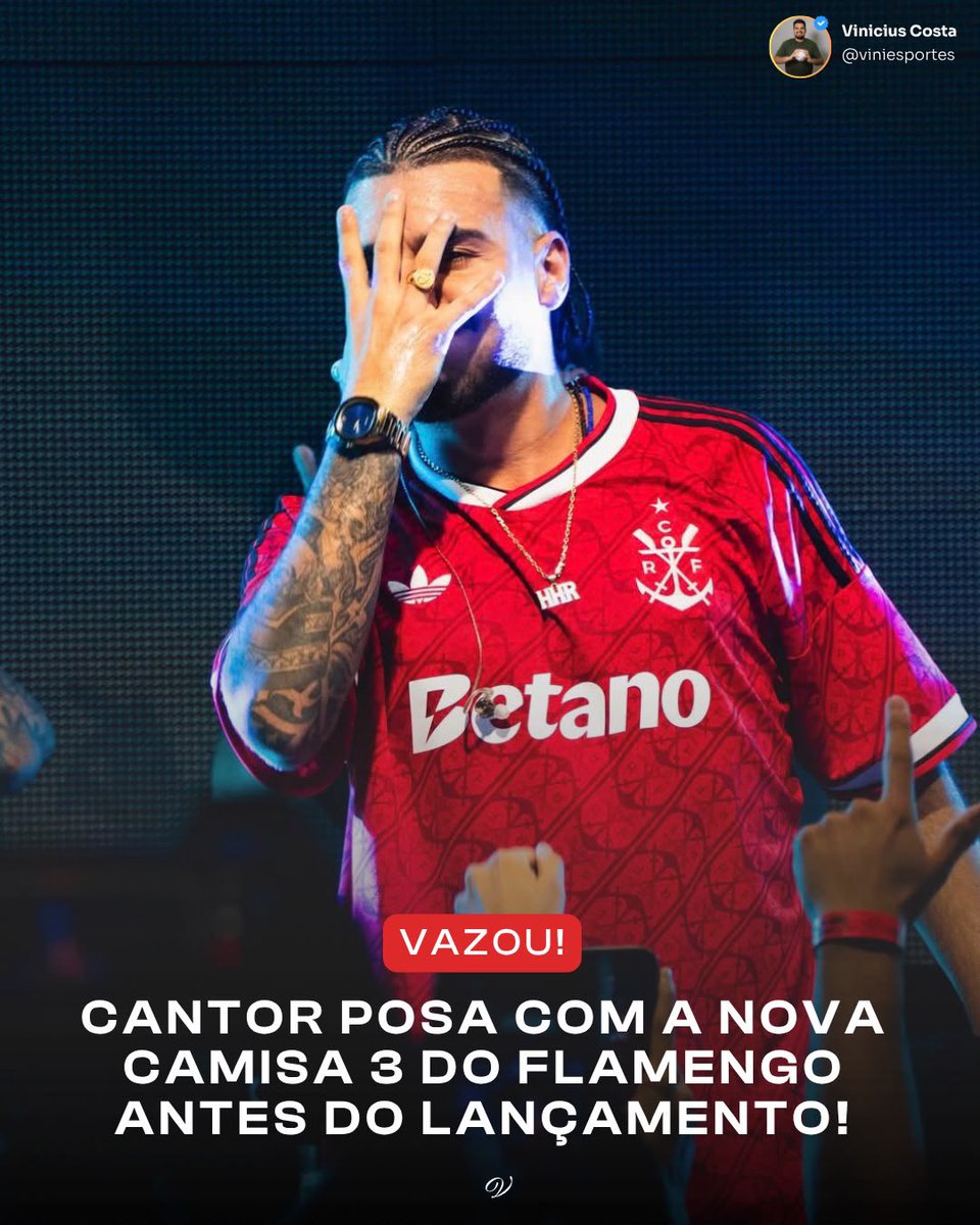 viniesportes's tweet photo. O cantor 2Z Diniz publicou em suas redes sociais com a  nova camisa 3 do Flamengo para a temporada. 🔴⚫️

E aí, Nação, aprovou o possível novo manto? https://t.co/jQA0B8cfVa