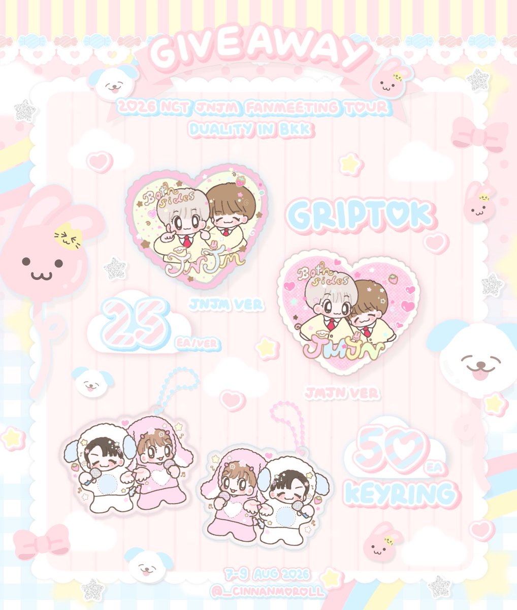 _cinnanmoroll's tweet photo. ｡ﾟﾟ･｡･ﾟﾟ｡
ﾟ。  pls . rt 🐶🐰♡
　ﾟ･｡･ﾟ
 give away jnjm in bangkok 🪽

Griptok
☆JNJM
☆JMJN

Key ring
☆ พิมพ์2ด้าน สลับฝั่งได้น้า

☆ location : impact arena
☆ date : 7-9 Aug
☆ rt &amp; show this tweet

#NCTJNJM_FANMEETING_TOUR 
#NCTJNJM_FANMEETING_TOUR_DUALITY https://t.co/I2TKdPVa9H