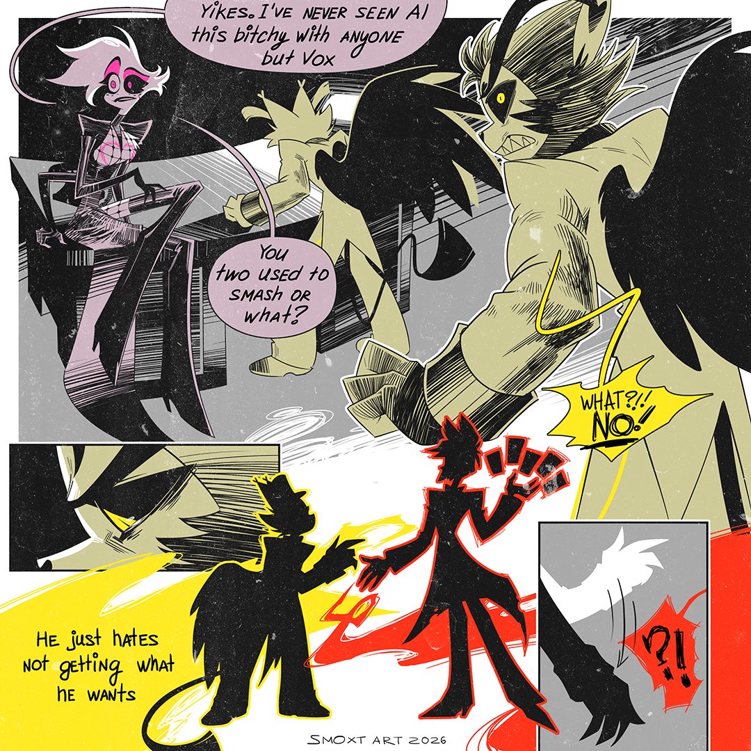 Smoxtart's tweet photo. Black Widow Huskerdust Au comic [Page 205]  >:DDDD   #husk #huskerdust #alastor #blackwidowhuskerdustau #Angeldust https://t.co/YfKU7qiAAN