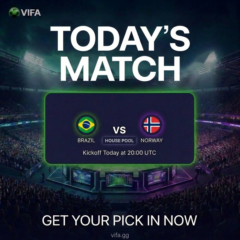 vifa_ai's tweet photo. Matchday. 🔥

Brazil 🇧🇷 vs Norway 🇳🇴 — tonight 00:00 GST
Mexico 🇲🇽 vs England — 04:00 GST

Hold the minimum in VIFA Credits and both predictions are FREE. Call them right — share the House Pool.

https://t.co/jhiIGcWrhS https://t.co/Og48W4BrQI