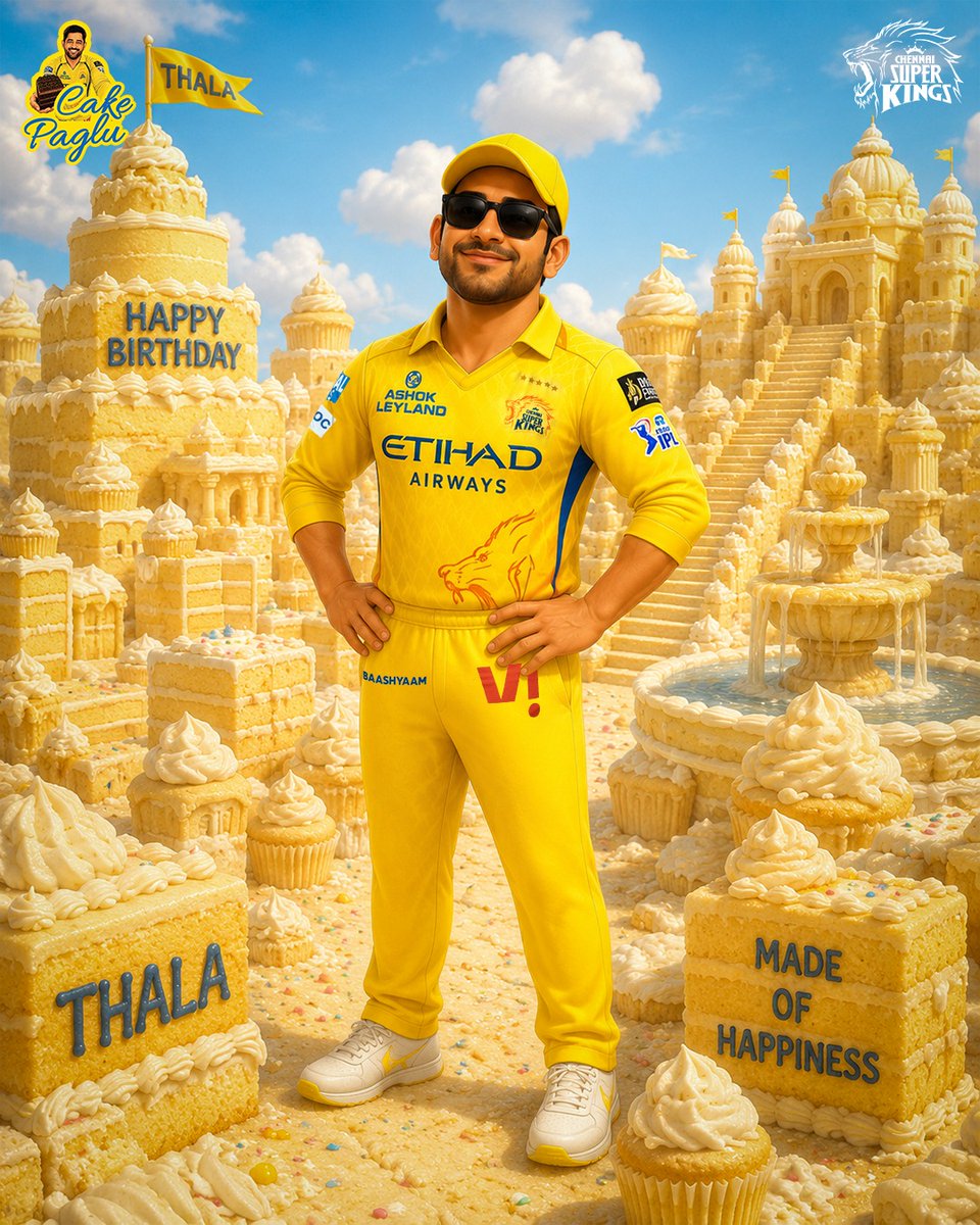 ChennaiIPL's tweet photo. Thala and his world of 
Vanilla 🍨
Butterscotch 🥞

What’s your cake flavour for the #CakePaglu 🎂
Make your cake now link : https://t.co/zkPB3D1rUJ 

#WhistlePodu https://t.co/g9a4ZnJGeX