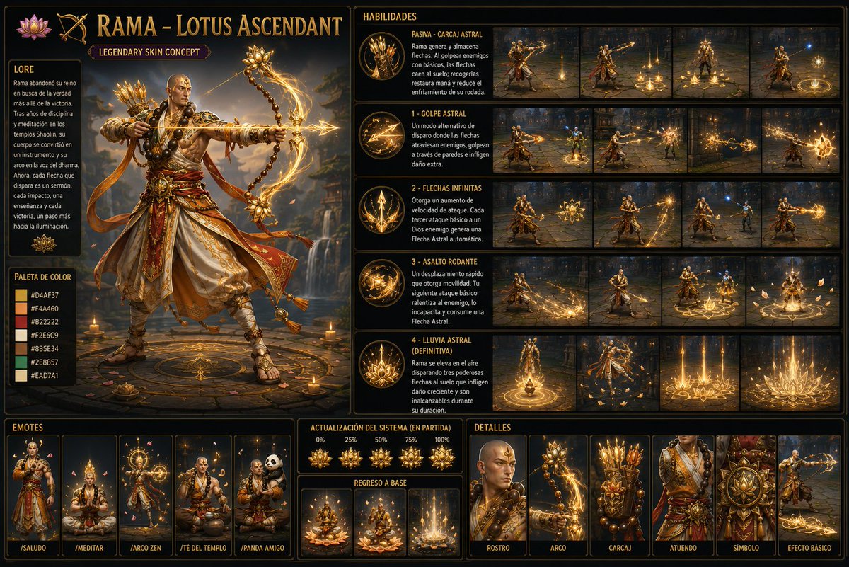 Smite2SkinsPls's tweet photo. ๐ชทโจ Rama: Lotus Ascendant
Find enlightenment with every shot. This celestial monk whose lotus-powered arrows, radiant golden energy and serene presence turn every battle into a path toward ascension. @SMITEGame ๐น๐งฟ
AI-assisted #SMITE2 #SkinConcept #Gaming #ConceptArt https://t.co/eJ9g3MW7b0