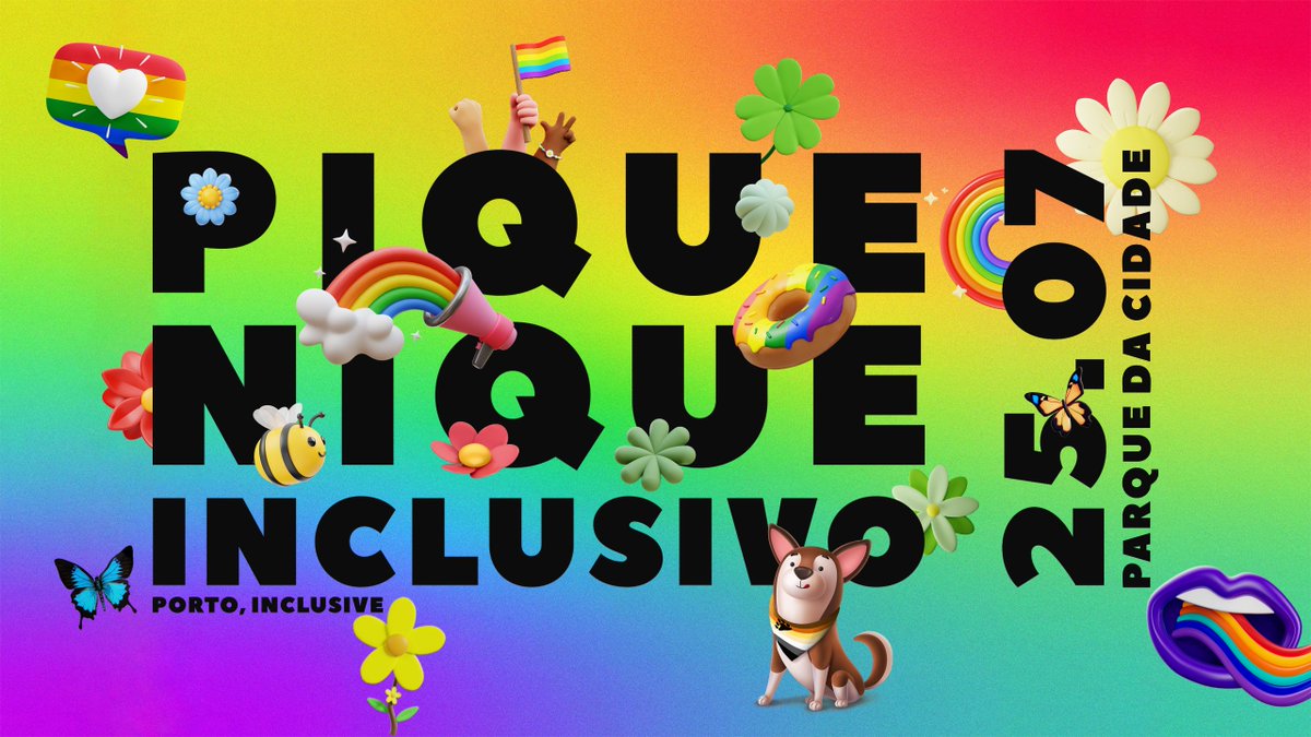 PortoInclusive's tweet photo. 𝗢𝗠𝗚! 🤩 O  Piquenique Inclusivo está aí a chegar! 🥰🌈

Mais informações no nosso site em 𝘄𝘄𝘄.𝗽𝗼𝗿𝘁𝗼𝗶𝗻𝗰𝗹𝘂𝘀𝗶𝘃𝗲.𝗽𝘁 🍀

📍 𝗣𝗮𝗿𝗾𝘂𝗲 𝗱𝗮 𝗖𝗶𝗱𝗮𝗱𝗲 𝗱𝗼 𝗣𝗼𝗿𝘁𝗼
🗓️ 𝟮𝟱 𝗱𝗲 𝗷𝘂𝗹𝗵𝗼 𝟭𝟰𝗵 - 𝟭𝟵𝗵
🪩 𝗘𝗻𝘁𝗿𝗮𝗱𝗮 𝗹𝗶𝘃𝗿𝗲

❤️🧡💛💚💙💜 https://t.co/t5UkNJ9JhQ