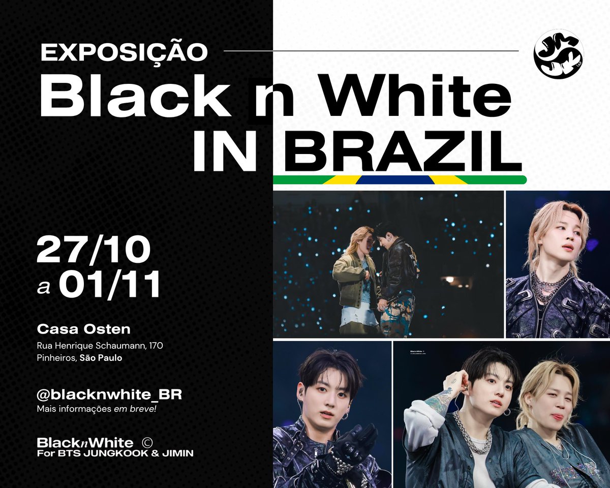 busan_guys's tweet photo. 📷 | É com grande prazer que anunciamos BLACK N WHITE NO BRASIL (@blacknwhite_km) 🇧🇷

Evento: Entre os dias 27 de Outubro a 01 de novembro.

— Para acompanhar todos os detalhes, atualizações e informações oficiais da exposição no Brasil, siga o perfil oficial no X/Twitter: https://t.co/zXyjIAYqyO