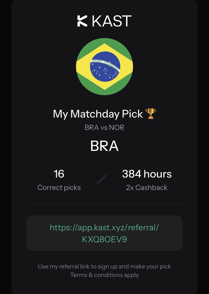 zare_inter's tweet photo. @KASTxyz I was to pick 🇧🇷 to win anyway but this is like a cherry on the top https://t.co/UhosPs0bXY