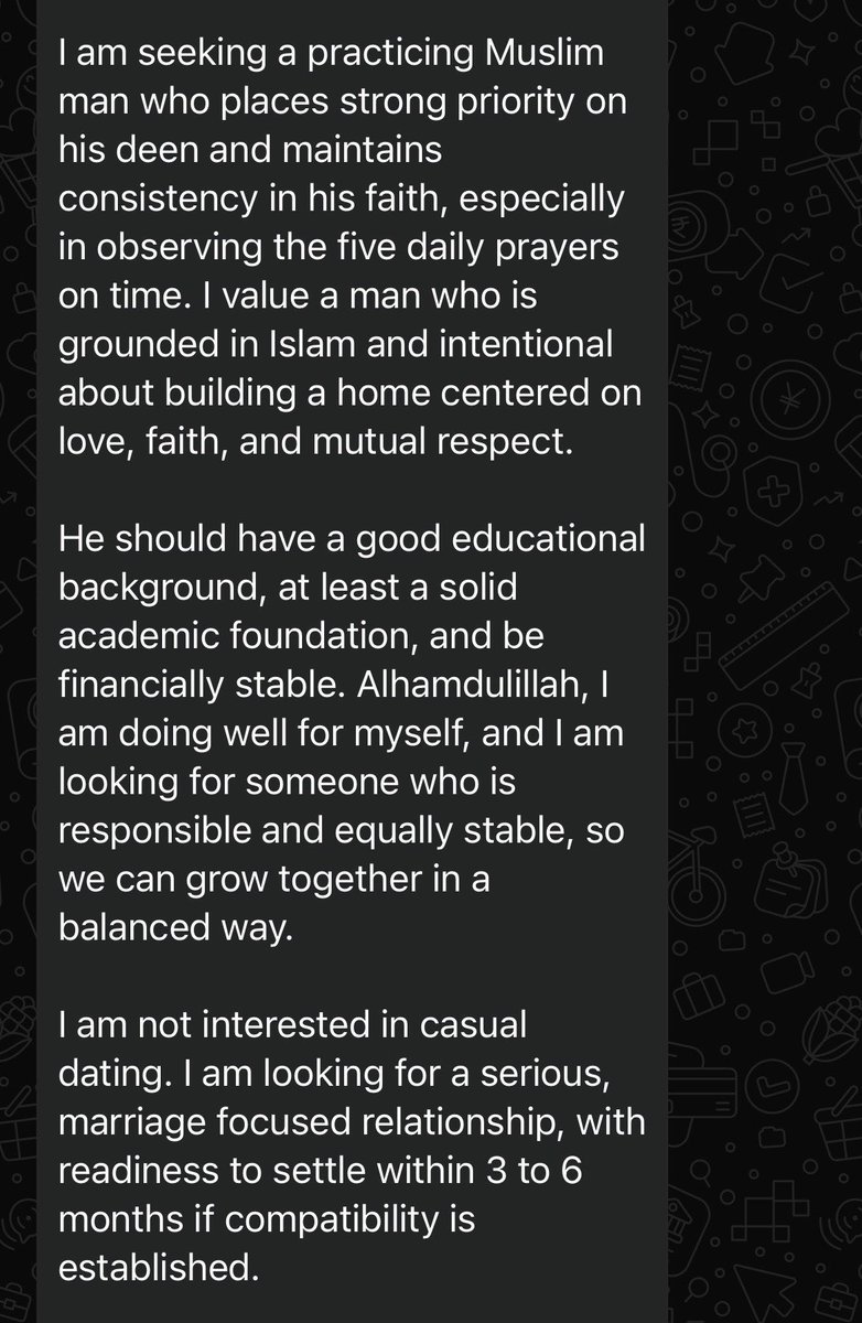 mr_muize's tweet photo. My client is looking for a responsible and practicing Muslim man that’s ready for commitment that’ll lead to Nikkah.

She’s 28yrs, AS, resides in Lagos.

Pls DM if you match her spec 🙏🏾

Pls RT!

 #NikahConnect1 https://t.co/9paleQSFe6