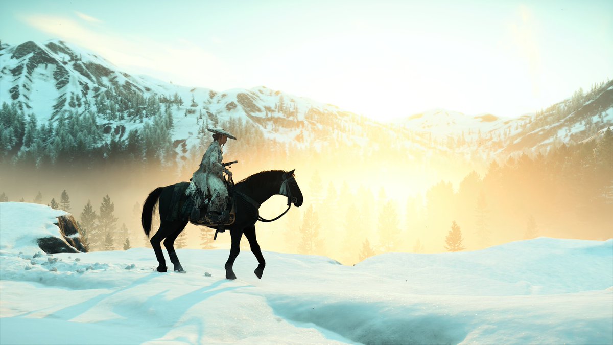 CristyCun's tweet photo. "Vistas heladas." ❄️🏔️🌲

Ghost Of Yōtei - PS5 🎮📸 
#GhostOfYotei
#VirtualPhotography
@SuckerPunchProd https://t.co/5NV2XE0uKf