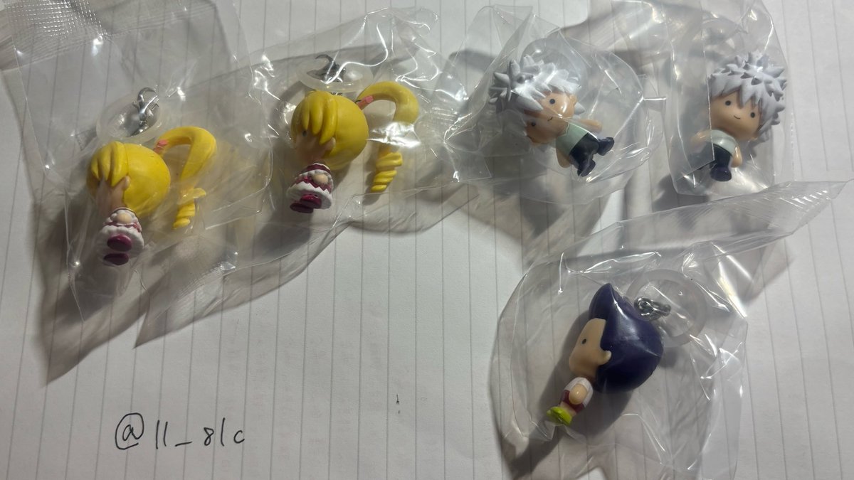 ll_8lc's tweet photo. 交換　HUNTER×HUNTER ハンターハンター　
めじるしアクセサリー ガチャガチャ 
G.I.編　

【譲】 レイザー✖️1ビスケ✖️2 キルア✖️2

【求】 画像の🩷
(キルアはクロロ、ゴンのみ)

郵送での交換希望です。���気軽にお声掛け下さい。 https://t.co/36L2CV8XqQ