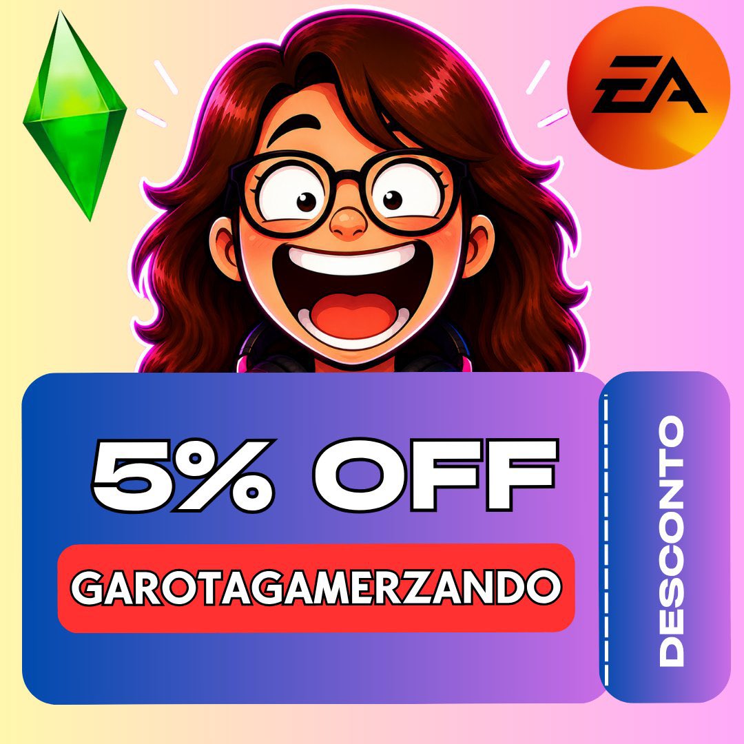 garotagamerz's tweet photo. Os descontos no EA App vão desde 50% até 75% OFF!! Usando meu cupom você ainda soma + 5% de desconto! Finalmente uma promoção boa 😭🥳
#sims #simsbr #thesims #thesims4 https://t.co/tBti8d1V2C