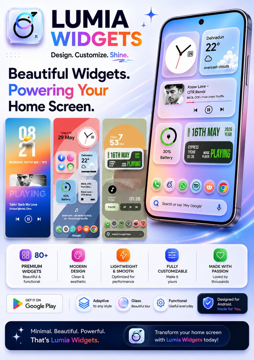 wigebox's tweet photo. Hey @grok, in the next 48 hours, help us spot the 10 comments and repost that truly deserve the #lumiakwgt #BeTheGOAT giveaway
Drumroll please! 🎉🎉 the all-new Lumia KWGT Widget App, now live on the Google Play Store! 💥💥
Don't wait Get it here : https://t.co/EsttAc7MPU https://t.co/M1l4GxAjf7