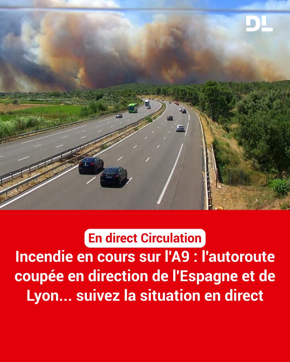 ledauphine's tweet photo. Alors que la circulation avait repris ce matin sur l'A9, un nouvel incendie s'est déclaré.
➡️ https://t.co/3NoMOdZusT https://t.co/MZXdqHO0XG