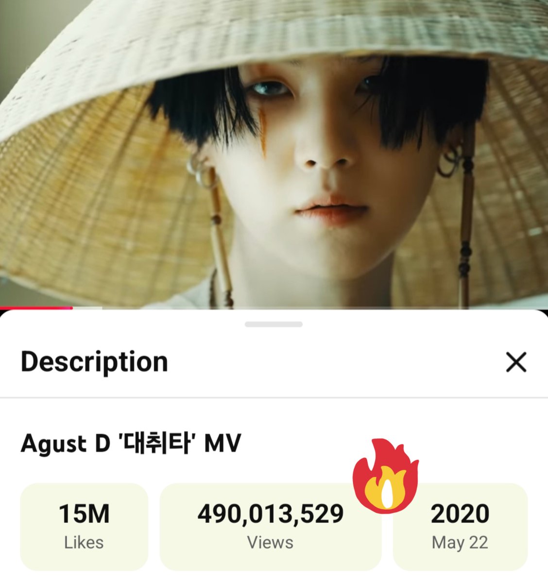 DataAgustD's tweet photo. "Daechwita" MV by #AgustD has surpassed 490 MILLION views on YouTube! 🔥🎉

⚔️ Keep pushing — only 10M more to reach 500M.

STREAM DAECHWITA ON YT
#DaechwitaTo500M https://t.co/a5uVgIrVHI