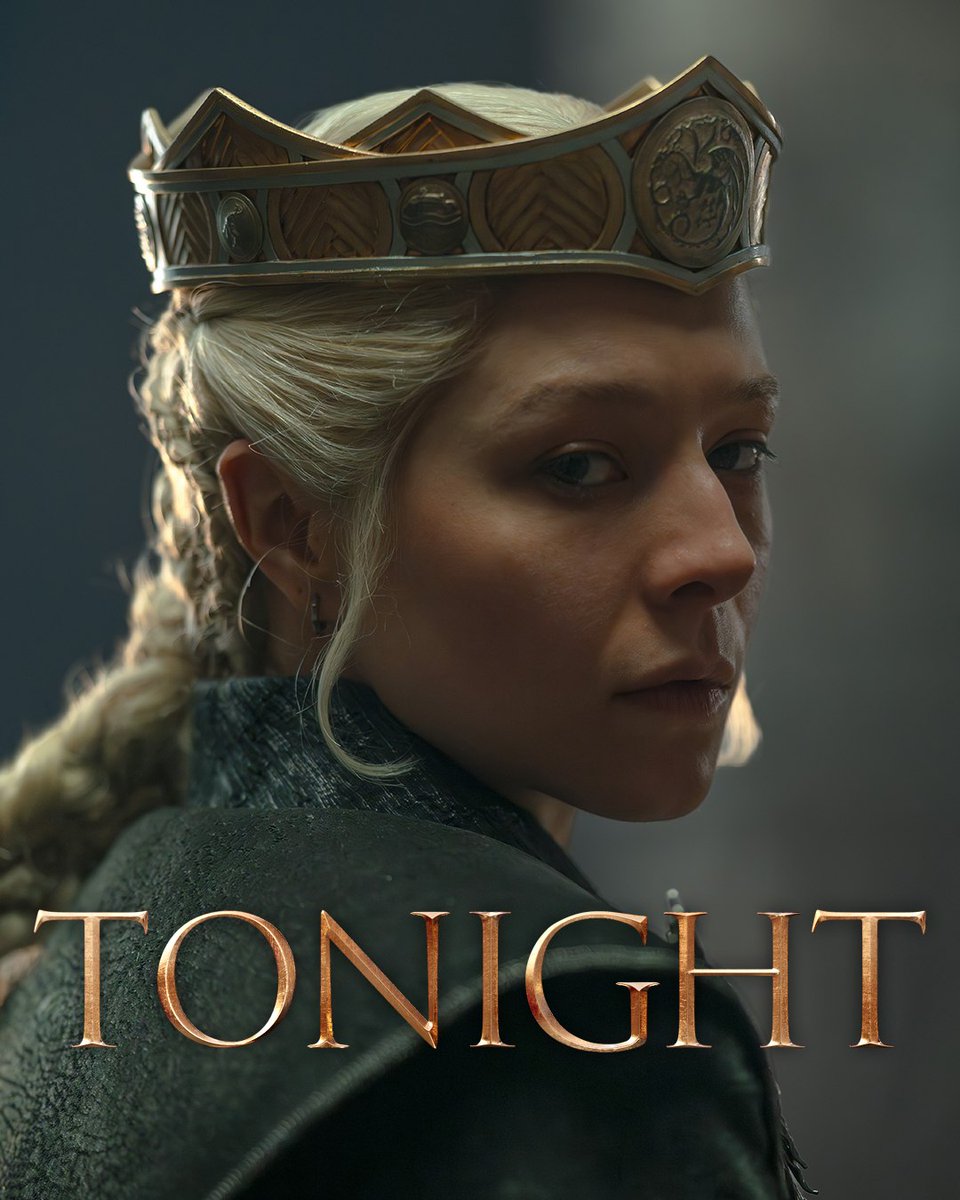 westerosesp's tweet photo. 🚨 ¡ATENCIÓN! 🚨 El reinado de la reina Rhaenyra Targaryen comienza oficialmente ESTA NOCHE en #HouseOfTheDragon. 

¡Todos a doblar la rodilla! https://t.co/yps62bBXFH