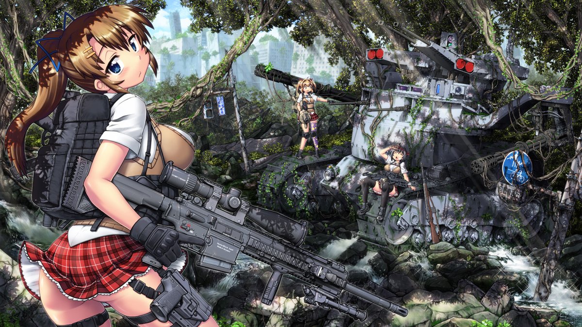 hasehosiyuu's tweet photo. あたらしい世紀末女子高生さん絵描けました。
#Gun #銃 https://t.co/XM8xZcR00S