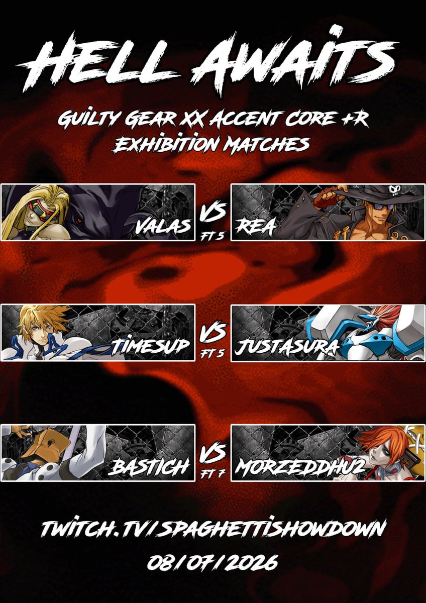 SpaghettiShowd1's tweet photo. HEAVEN OR HELL!

Mercoledì, 8 Luglio, si torna indietro nel tempo per festeggiare il Carnevale di Mezzanotte... ma alle 21.00 👀

L'inferno attende i giocatori italiani di Guilty Gear XX Λ Core Plus R per una serata di Exhibition Matches sul nostro canale Twitch! 🔥

LET'S ROCK! https://t.co/6JsubWMpUU