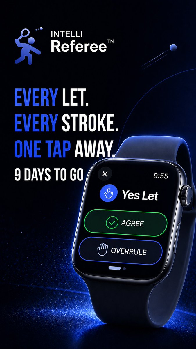 IntelliReferee's tweet photo. What if the best referee in the world could travel with you everywhere? No bias. No blind spots. No disputes.  

Meet IntelliReferee. Coming July 14.

Join the waitlist: https://t.co/EioUVcBUGJ

#IntelliReferee #Squash #WorldSquash #SportsTech #ArtificialIntelligence https://t.co/1OgoIHvacE