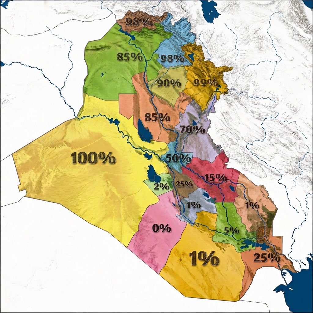 w5xnl's tweet photo. نسبة اهل السُنة في المحافظات العراقية.

اهل السُنة هُم الاغلبية في العراق ، شاء من شاء وأبى من أبى. https://t.co/yqeBpnYN3u