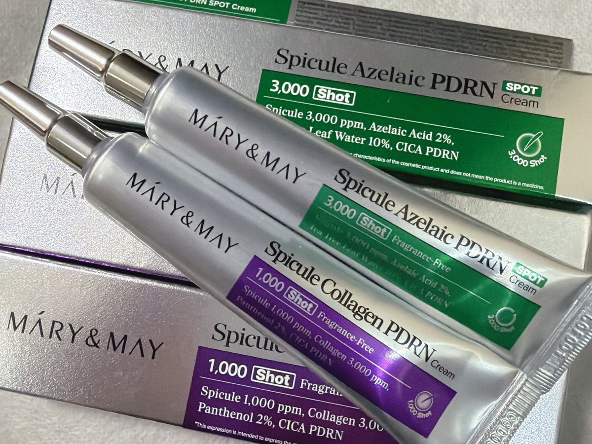 hijikine's tweet photo. #びゅーふる #びゅーフェス
#Jsure

大容量パックを使ったことのある
#MARY&amp;MAY
初めましてクリーム💚💜
クリーム自体しっかりカラーがついてるけど人工着色料不使用らしい🫠

久しぶりのチクチク系。
全然耐えられる。
使いやすい。
あと1色レチノール持ってない、買いなさいというお告げですね💛 https://t.co/NTLnPYPon0