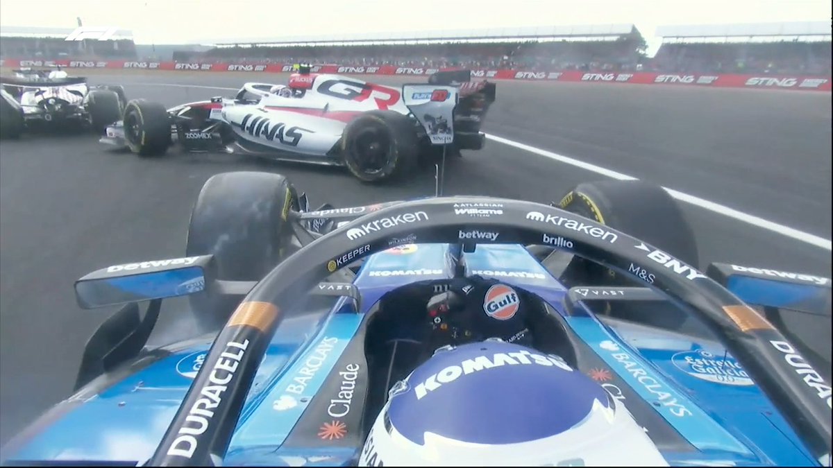 F1's tweet photo. ⏮️ Rewind the the start...

Albon sends Bearman's Haas car spinning 👀

There was also contact between Piastri and Lawson

#F1 #BritishGP https://t.co/Wbdd7g9PgZ