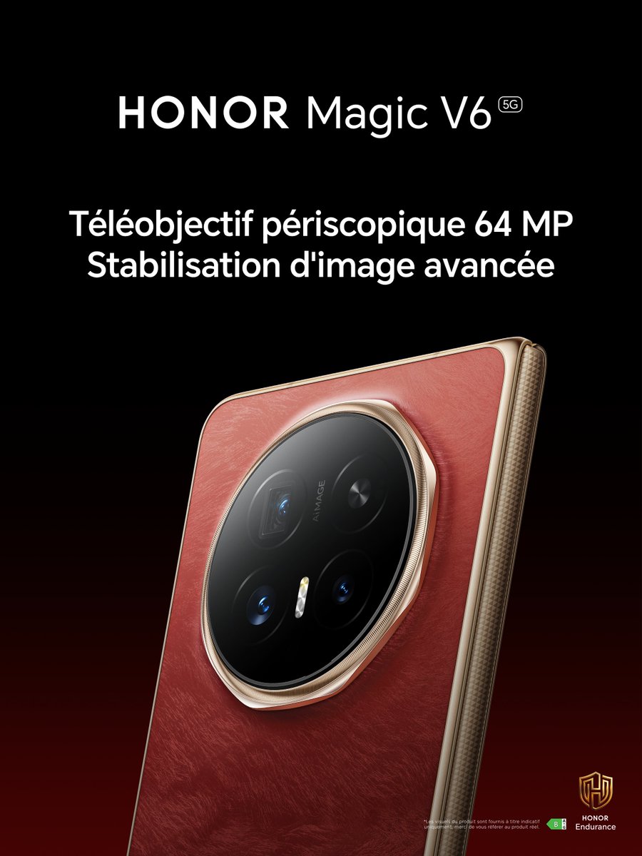 Honor_FR's tweet photo. Un téléobjectif périscopique 64 MP dans un pliable de 4,0 mm ouvert. Ça ne devrait pas être possible. 📸
Le HONOR Magic V6 prouve que finesse et puissance photo ne s'excluent plus. Stabilisation avancée, zoom net, même de loin.

C'est maintenant que ça se passe : disponible sur https://t.co/SdQskdgETL avec une offre early bird à ne pas manquer.
#HONORMagicV6