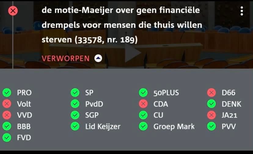 JanW6767's tweet photo. Ben je arm, ziek of terminaal? 

Dan zijn deze stemverhoudingen in de Tweede Kamer belangrijk.
Er is in Nederland geld voor bijna alles, maar vooral met een uitzondering voor mensen die het moeilijk hebben. https://t.co/ZBpAVzkNni
