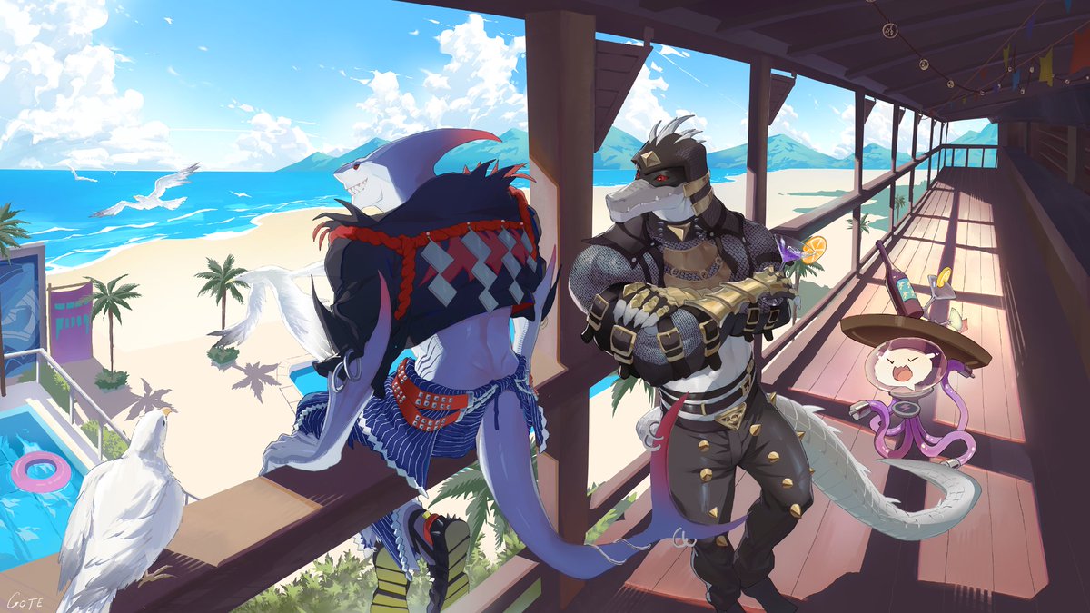 GO___TE's tweet photo. Rare days off.hope you like it. 🐊🦈#dislytefanart https://t.co/pwz3zhYY7n