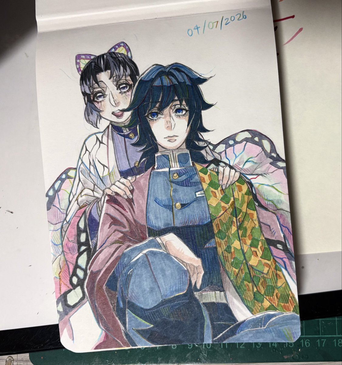 kyo_okita's tweet photo. ฝึกสกิลร่างภาพ ตัดเส้น ลงสี ให้จบในกระดาษแผ่นเดียว💪 https://t.co/9oakJta8YU