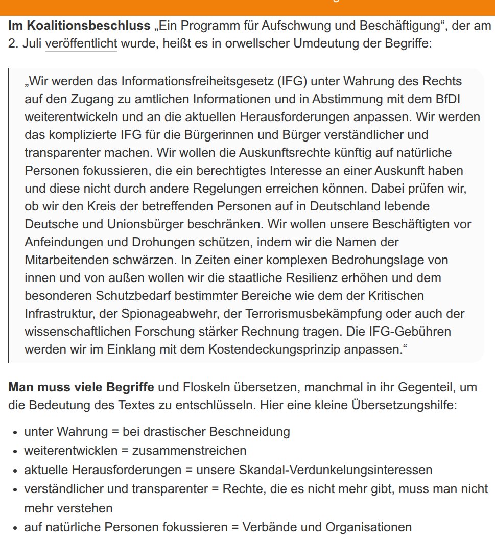 norberthaering's tweet photo. Wenn Orwell die Feder führt: Übersetzungshilfe zum Koalitionsbeschluss in Sachen Informationsfreiheit https://t.co/x9V1JccE3c https://t.co/UOgfZrnh2g