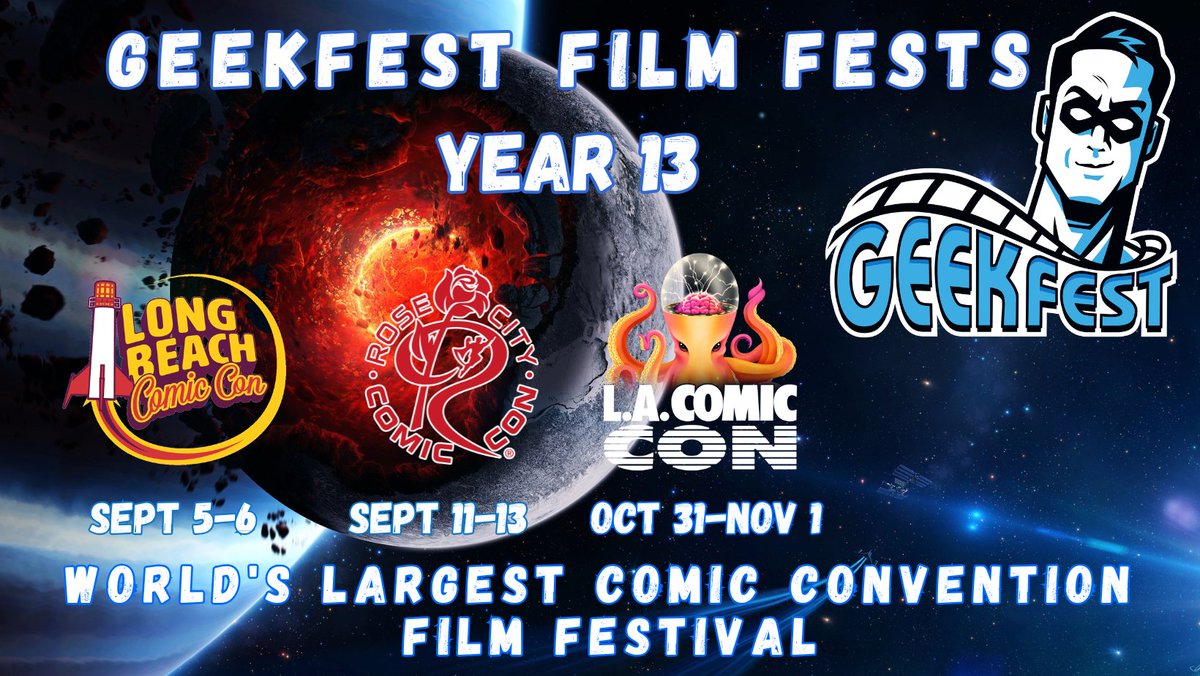 GeekFilmFests's tweet photo. Join us for a brand new year of amazing selections!
@GeekFilmFests Year 13 Coming Soon to a #ComicCon near you!
#GeekFest #FilmFestival #SciFi #horror #fantasy #action #fanfilms #GeekFest2026 #Filmtwt https://t.co/AgUOLiam7M
