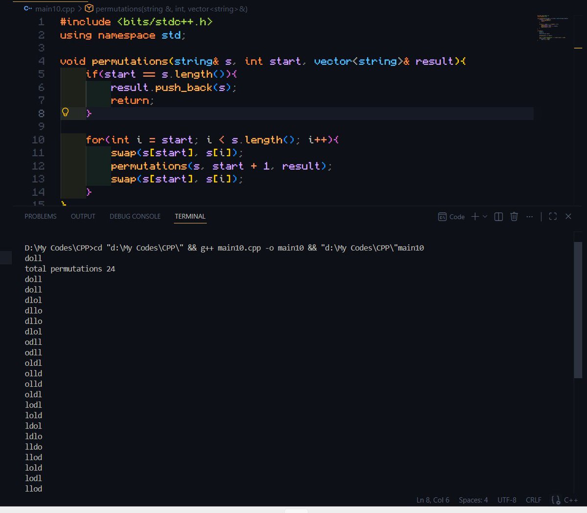 femrox9's tweet photo. #LSPPDay35 Today, I solved two backtracking problems in C++. One is a maze solver that backtracks dead end paths to find a valid route and other is string permutations by swapping characters recursively at each position. #LearningWithLeapfrog #60DaysOfLearning2026 @lftechnology https://t.co/V47MxVdAwA