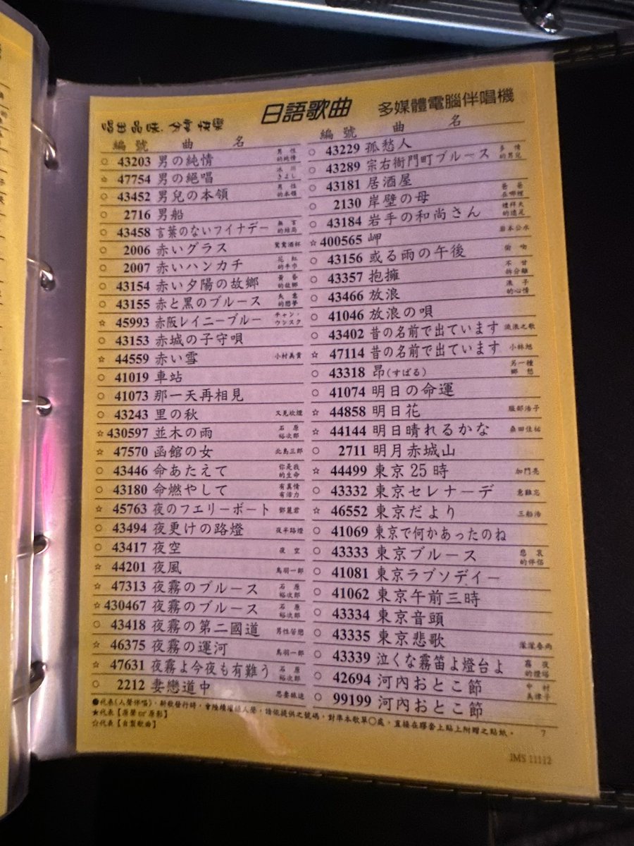 sawaramare's tweet photo. 帰りのバスに置いてたカラオケ本。日本の曲もあるけど古すぎやろ！ https://t.co/BwI6qGDVTh