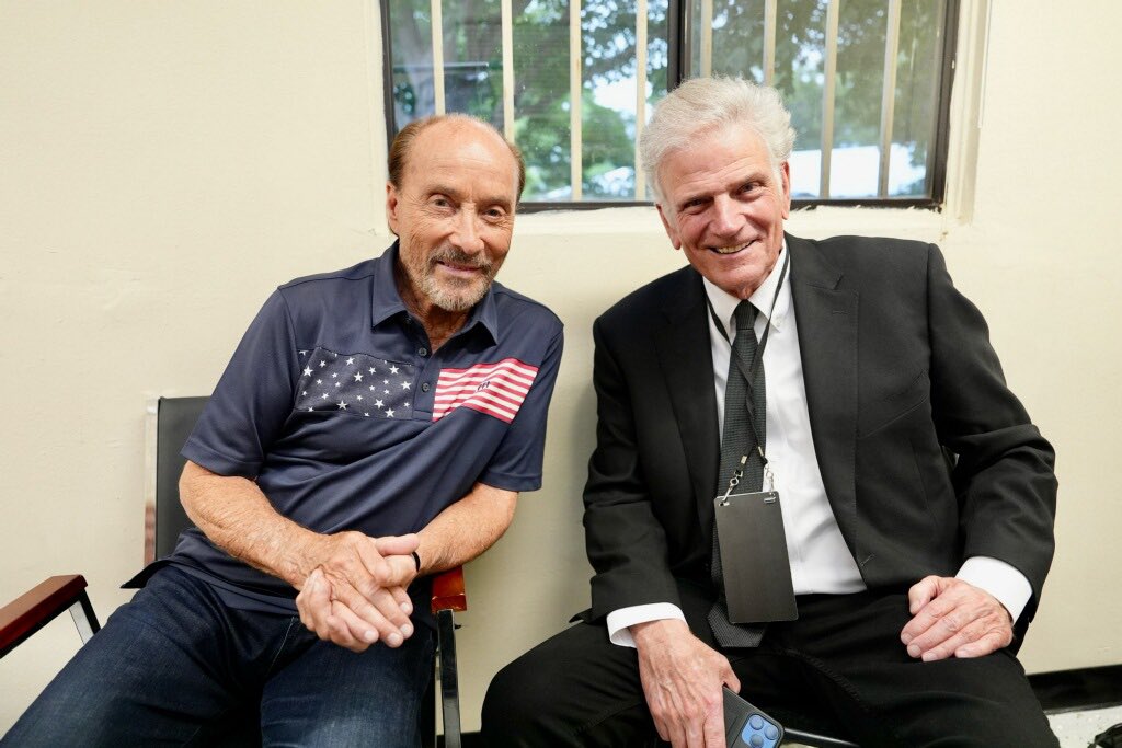 TheLeeGreenwood's tweet photo. Always great to see Franklin Graham. We had a chance to visit backstage before the Freedom 250 kickoff last night. 

@Franklin_Graham @Freedom250 https://t.co/dYqVJ3KUWH