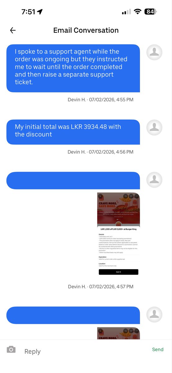 Devinhc3's tweet photo. Might wanna avoid @UberEats @Uber_SL @uber. If a restaurant fucks up your order @UberEats will not give you your money back. https://t.co/p5HmDnACdm