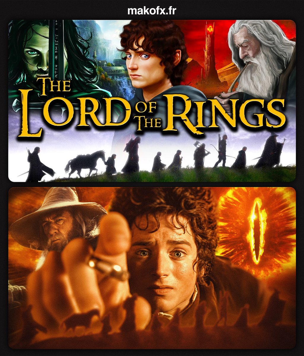 makoofx's tweet photo. Thumbnail Rework concept for The Thrifty Typewriter

"The Lord of the Rings Trilogy: The Greatest Trilogy Ever Made?"

To be honest I still think The Thrifty Typewriter's thumbnail is better because he already had a good defined style of thumbnails on his channel,
but I still thought I'd give it a try 😁