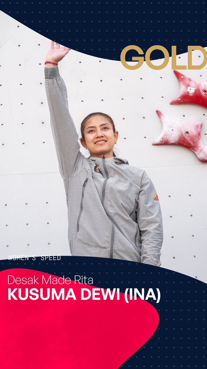 worldclimbing's tweet photo. The podium of the women’s Speed event in Krakow:

🥇 Desak Made Rita Kusuma Dewi 🇮🇩 
🥈 Natalia Kalucka 🇵🇱 
🥉 Emma Hunt 🇺🇸 https://t.co/Vnbhm4ggg4